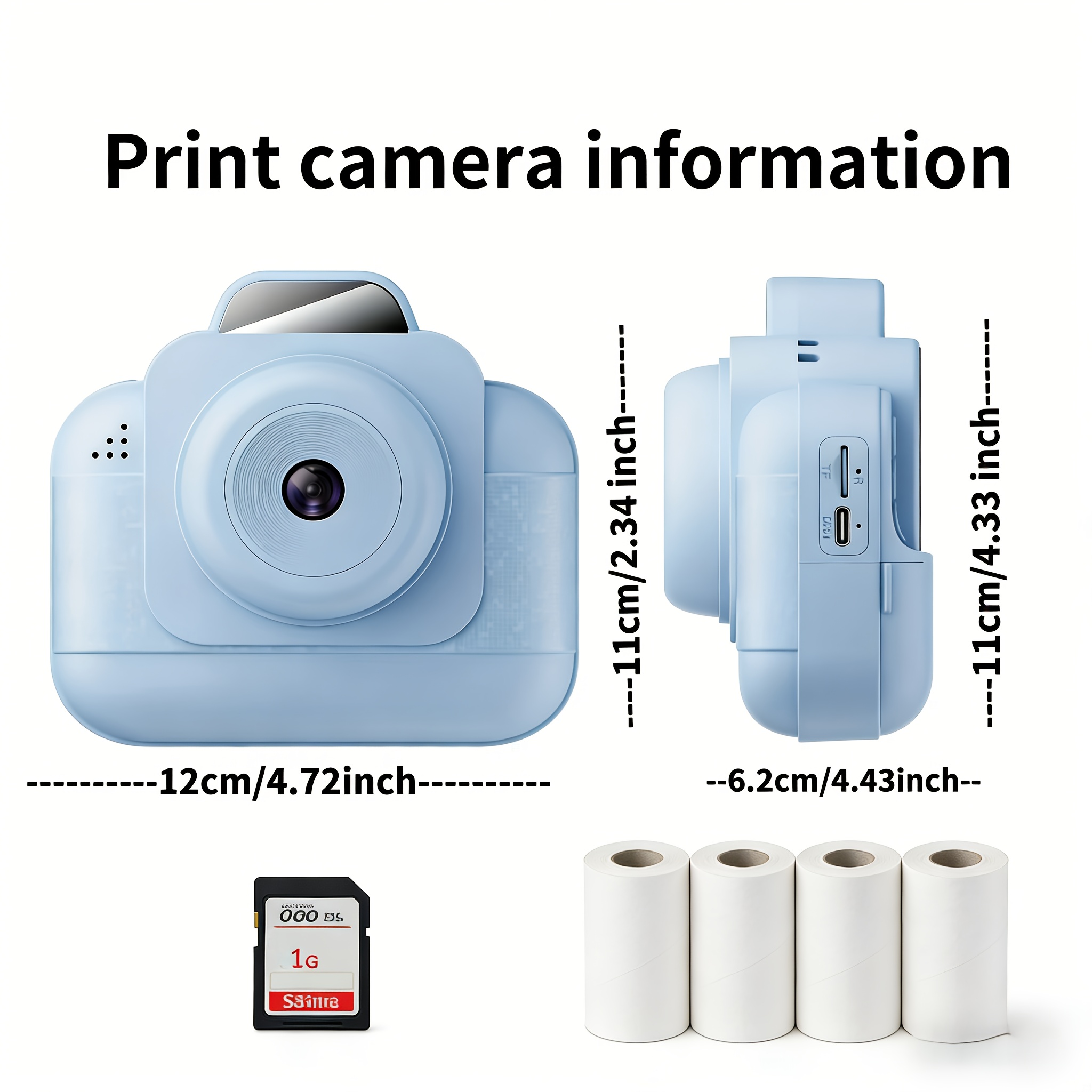 Thermal Printer - Przenośna drukarka fotograficzna (niebieska) z akumulatorem